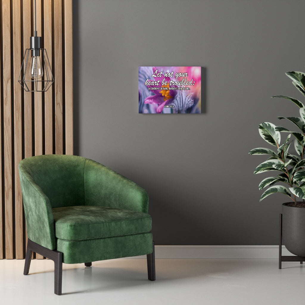 Scripture Walls Let Not Your Heart Be Troubled John 14:1 Bible Verse Canvas Christian Wall Art Ready to Hang Unframed-Express Your Love Gifts
