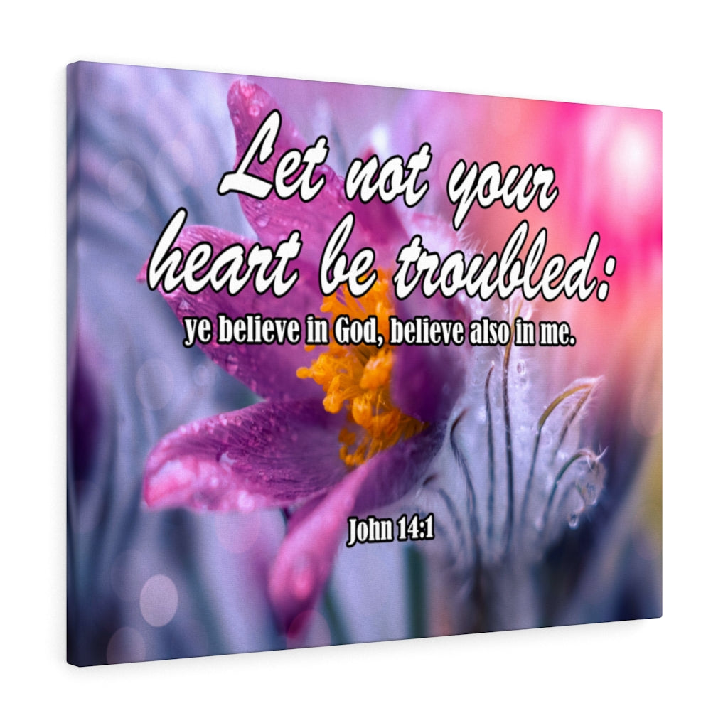 Scripture Walls Let Not Your Heart Be Troubled John 14:1 Bible Verse Canvas Christian Wall Art Ready to Hang Unframed-Express Your Love Gifts