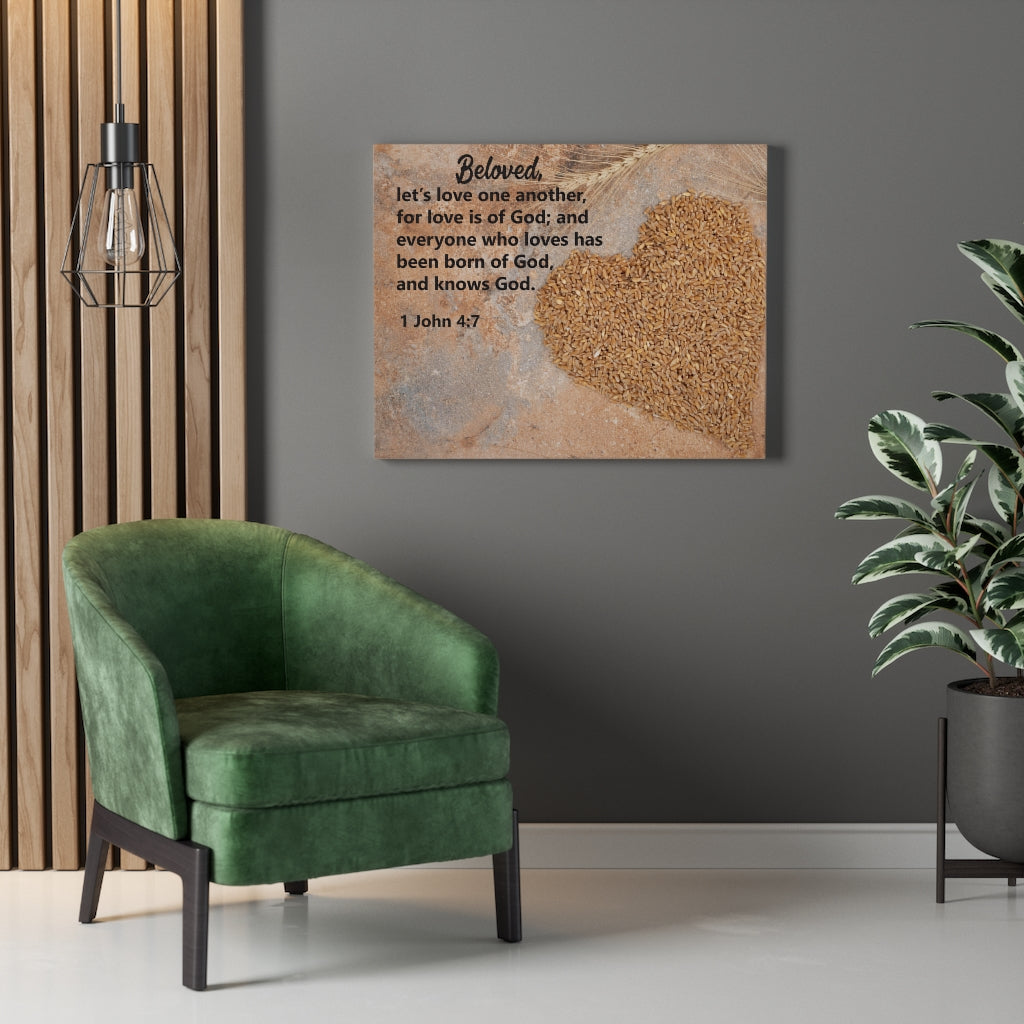Scripture Walls Let's Love One Another 1 John 4:7 Bible Verse Canvas Christian Wall Art Ready to Hang Unframed-Express Your Love Gifts
