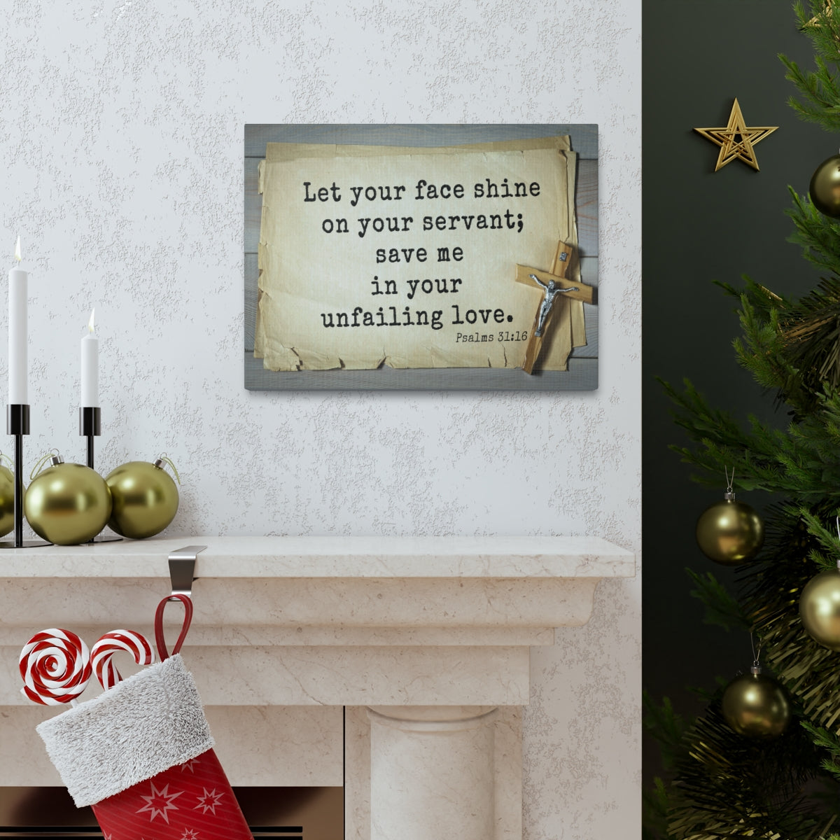 Scripture Walls Let Your Face Shine Psalm 31:16 Bible Verse Canvas Christian Wall Art Ready to Hang Unframed-Express Your Love Gifts