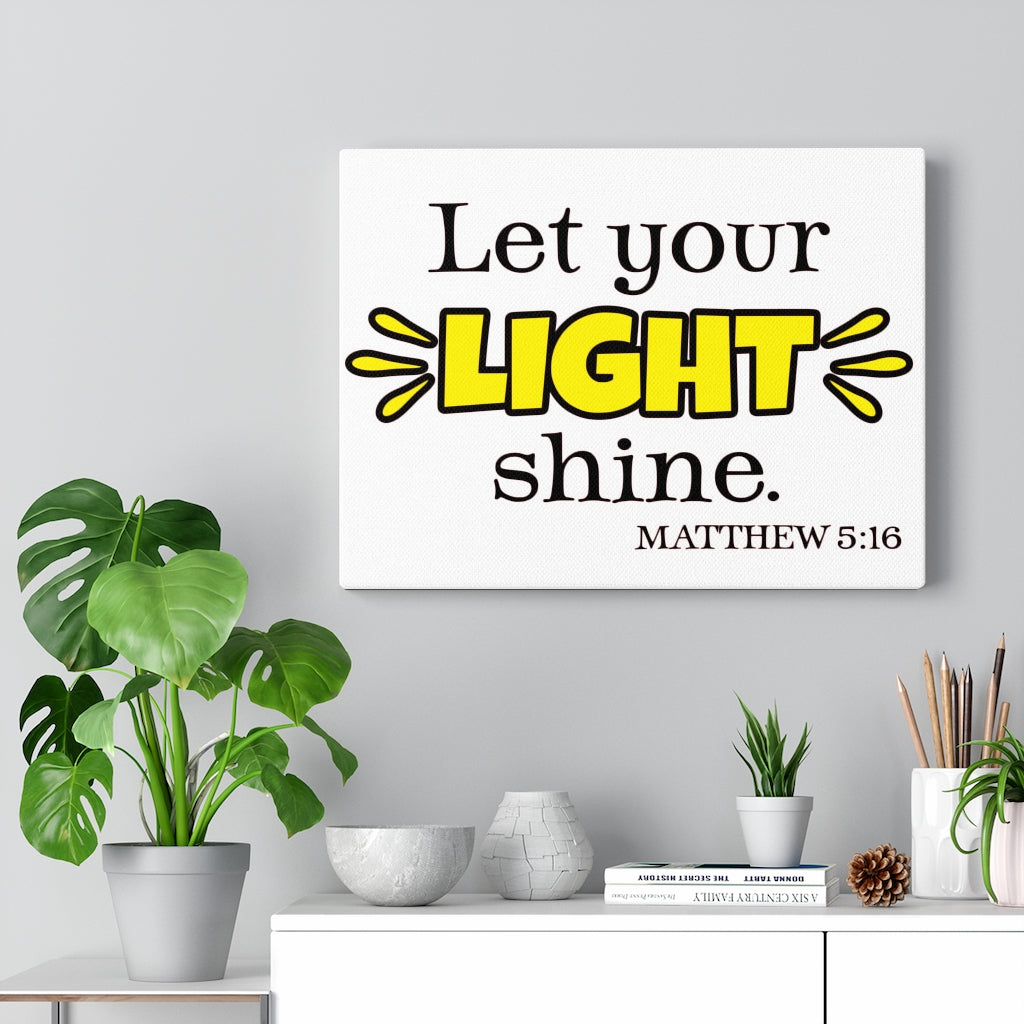 Scripture Walls Let Your Light Shine Matthew 5:16 Colored Bible Verse Canvas Christian Wall Art Ready to Hang Unframed-Express Your Love Gifts