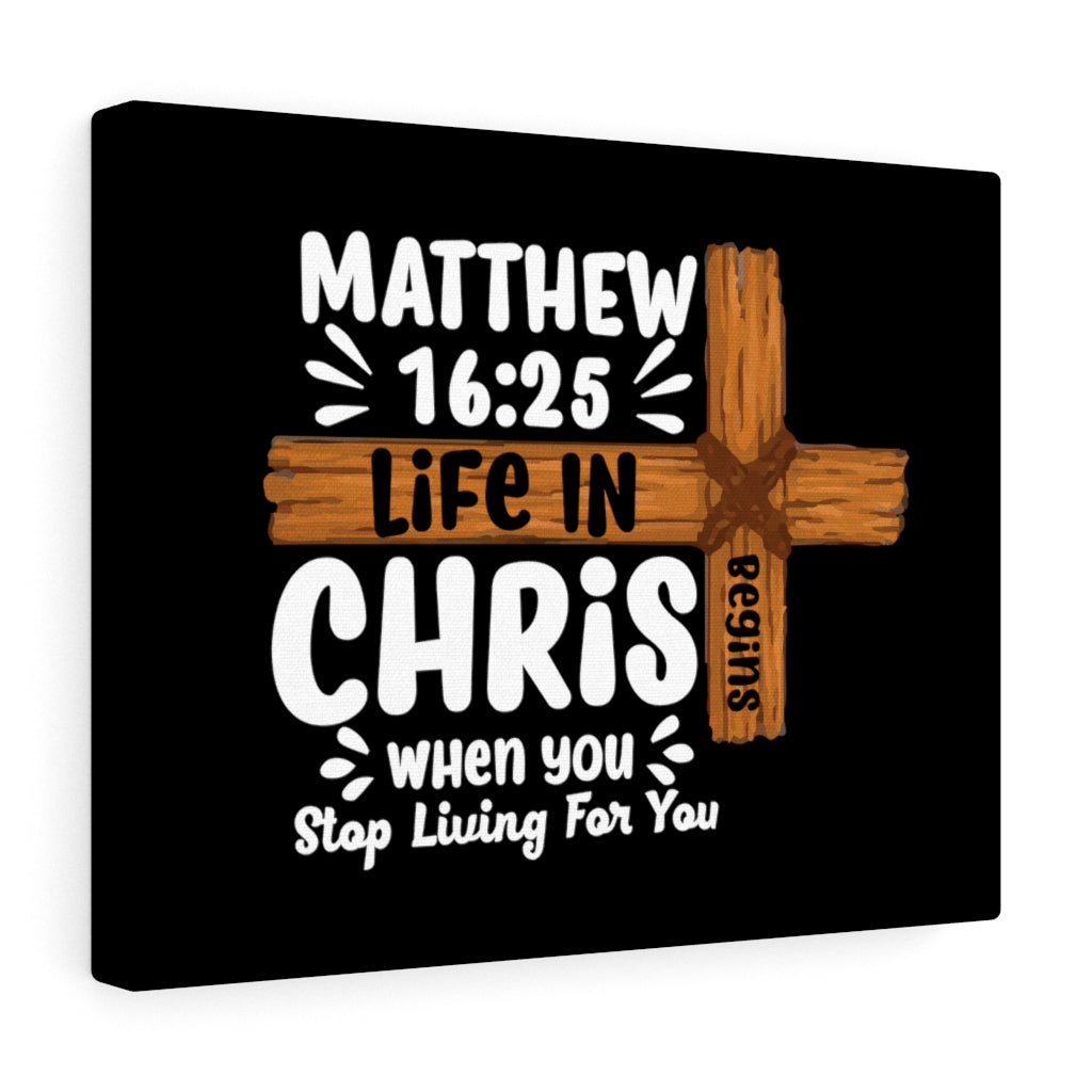 Scripture Walls Life In Christ Cross Matthew 16:25 Bible Verse Canvas Christian Wall Art Ready to Hang Unframed-Express Your Love Gifts