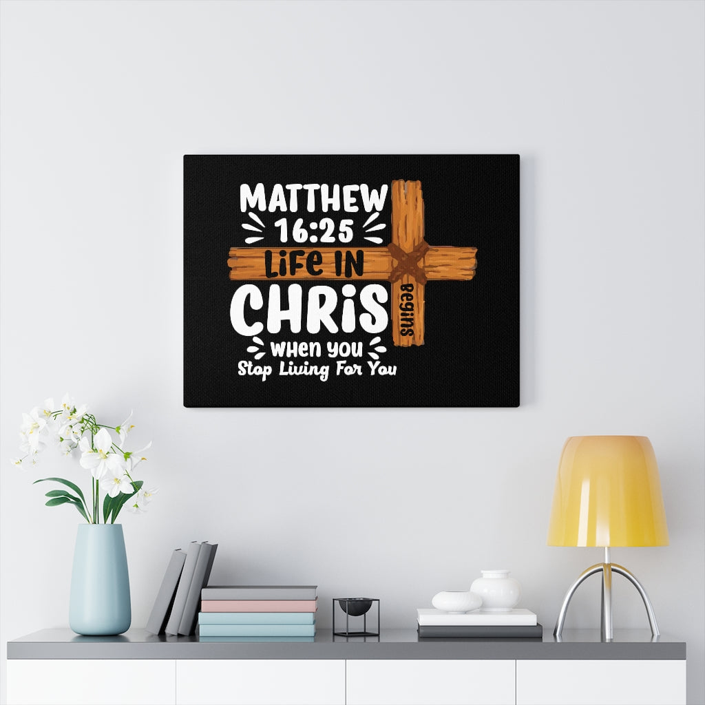 Scripture Walls Life In Christ Cross Matthew 16:25 Bible Verse Canvas Christian Wall Art Ready to Hang Unframed-Express Your Love Gifts