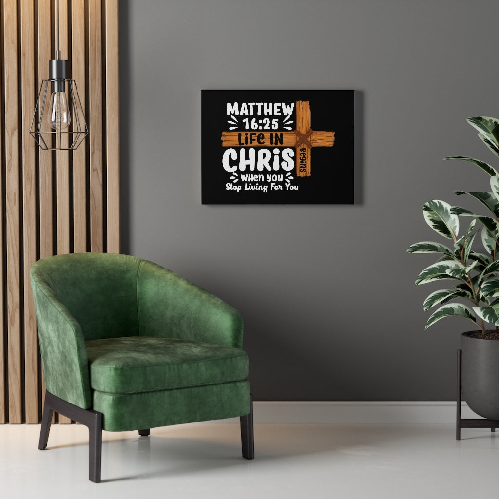Scripture Walls Life In Christ Cross Matthew 16:25 Bible Verse Canvas Christian Wall Art Ready to Hang Unframed-Express Your Love Gifts