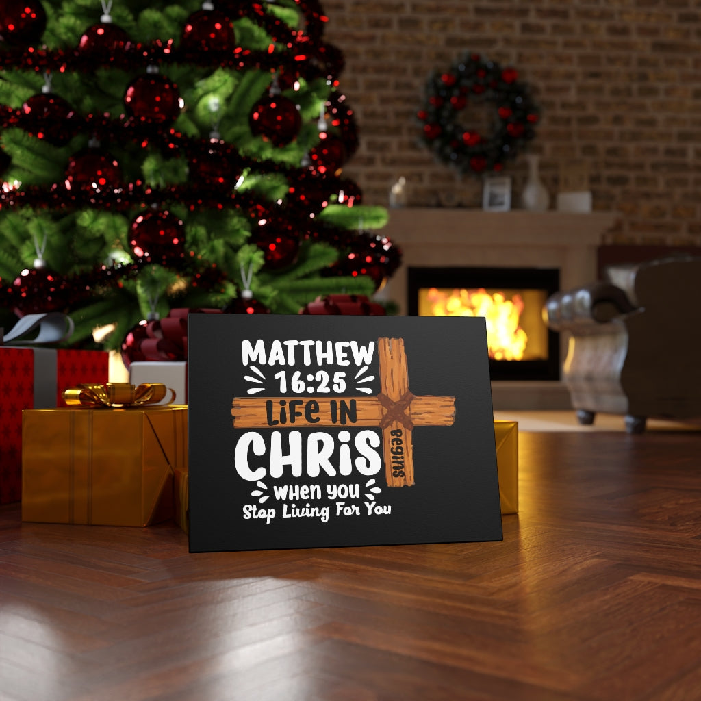 Scripture Walls Life In Christ Cross Matthew 16:25 Bible Verse Canvas Christian Wall Art Ready to Hang Unframed-Express Your Love Gifts