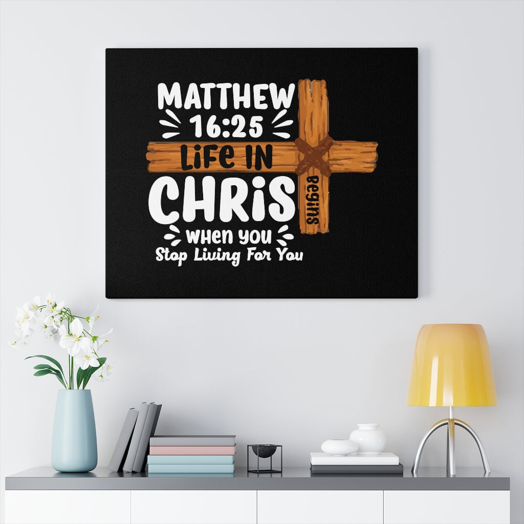 Scripture Walls Life In Christ Cross Matthew 16:25 Bible Verse Canvas Christian Wall Art Ready to Hang Unframed-Express Your Love Gifts