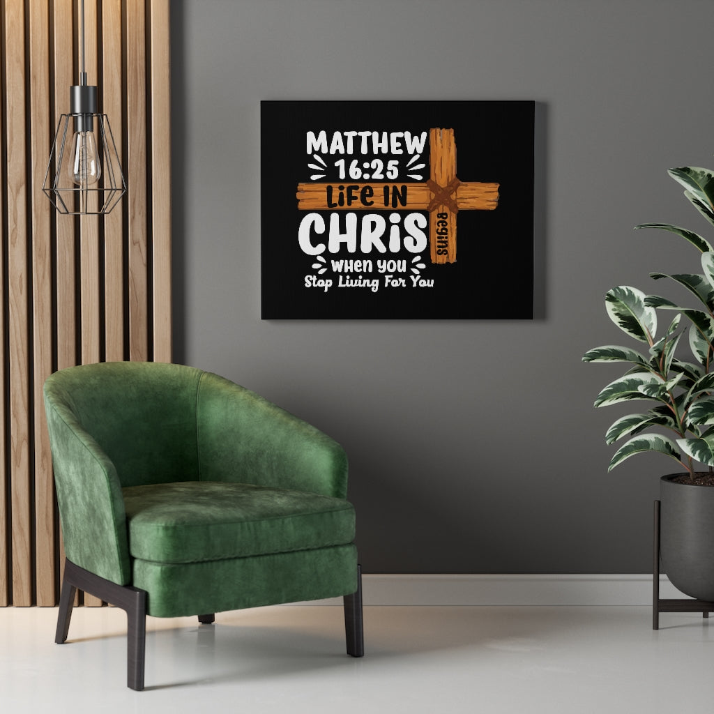 Scripture Walls Life In Christ Cross Matthew 16:25 Bible Verse Canvas Christian Wall Art Ready to Hang Unframed-Express Your Love Gifts