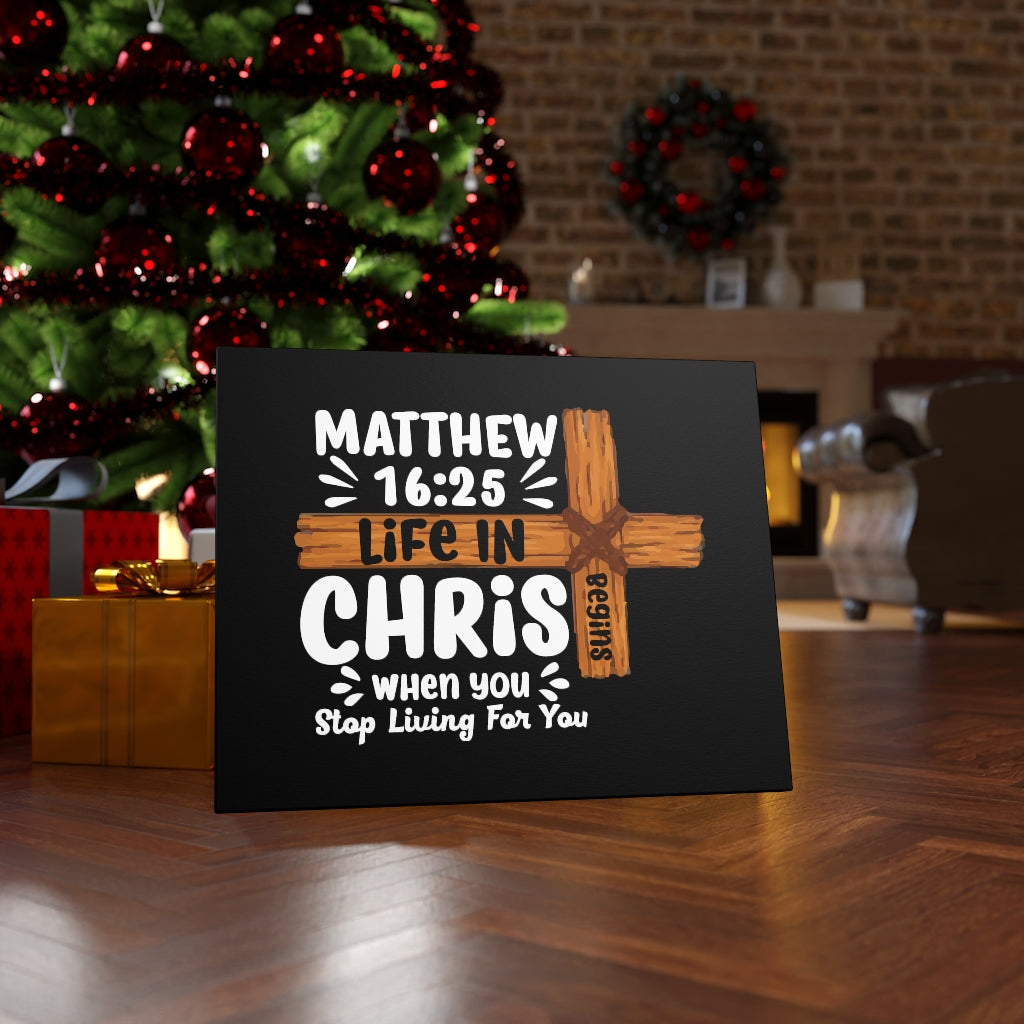 Scripture Walls Life In Christ Cross Matthew 16:25 Bible Verse Canvas Christian Wall Art Ready to Hang Unframed-Express Your Love Gifts