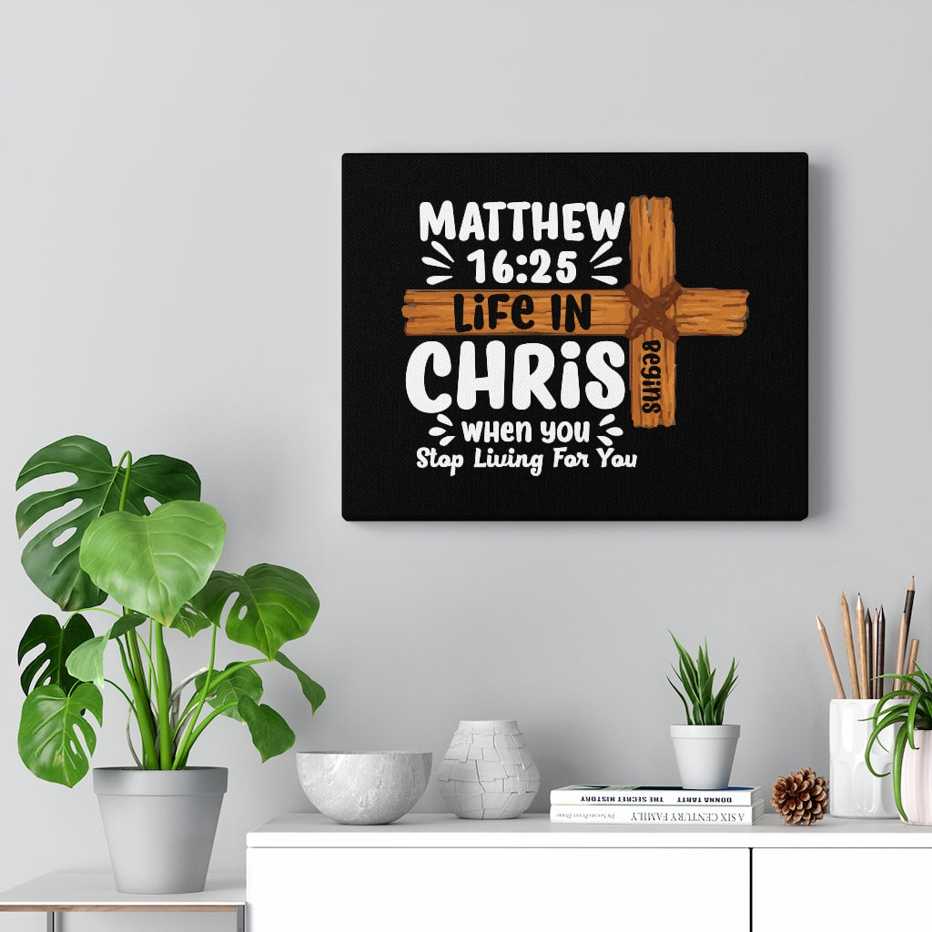 Scripture Walls Life In Christ Cross Matthew 16:25 Bible Verse Canvas Christian Wall Art Ready to Hang Unframed-Express Your Love Gifts