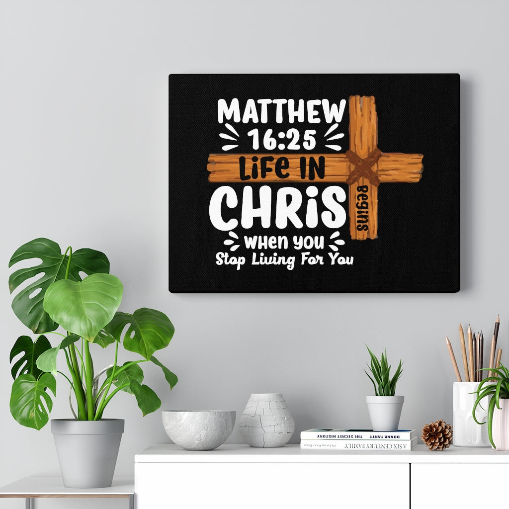 Scripture Walls Life In Christ Cross Matthew 16:25 Bible Verse Canvas Christian Wall Art Ready to Hang Unframed-Express Your Love Gifts