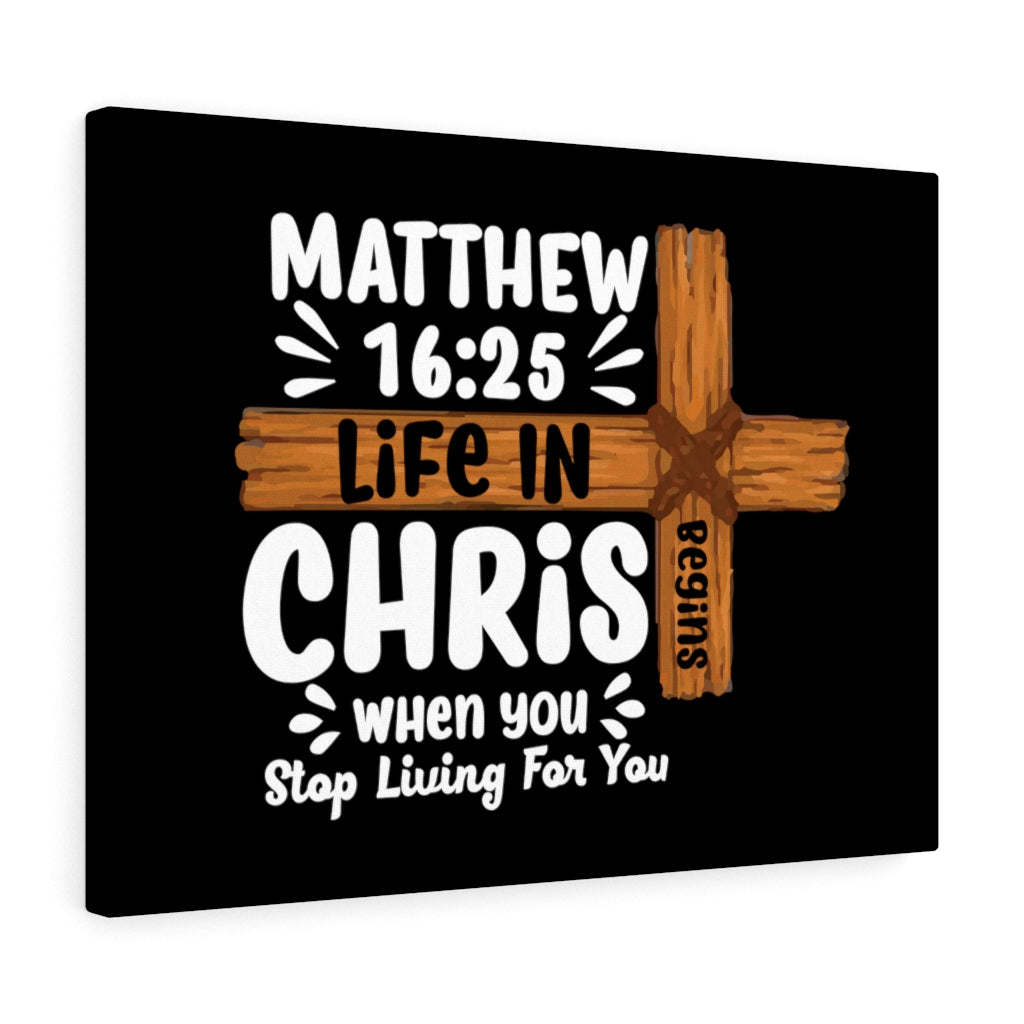 Scripture Walls Life In Christ Cross Matthew 16:25 Bible Verse Canvas Christian Wall Art Ready to Hang Unframed-Express Your Love Gifts
