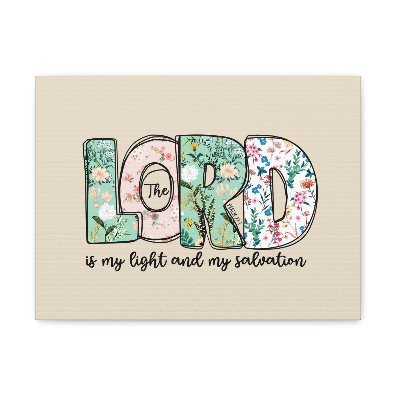 Scripture Walls Light And My Salvation Floral Psalm 27:1 Bible Verse Canvas Christian Wall Art Ready to Hang Unframed-Express Your Love Gifts
