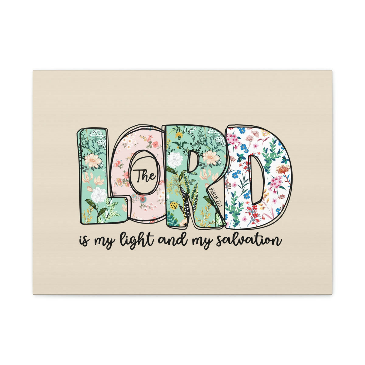 Scripture Walls Light And My Salvation Floral Psalm 27:1 Bible Verse Canvas Christian Wall Art Ready to Hang Unframed-Express Your Love Gifts