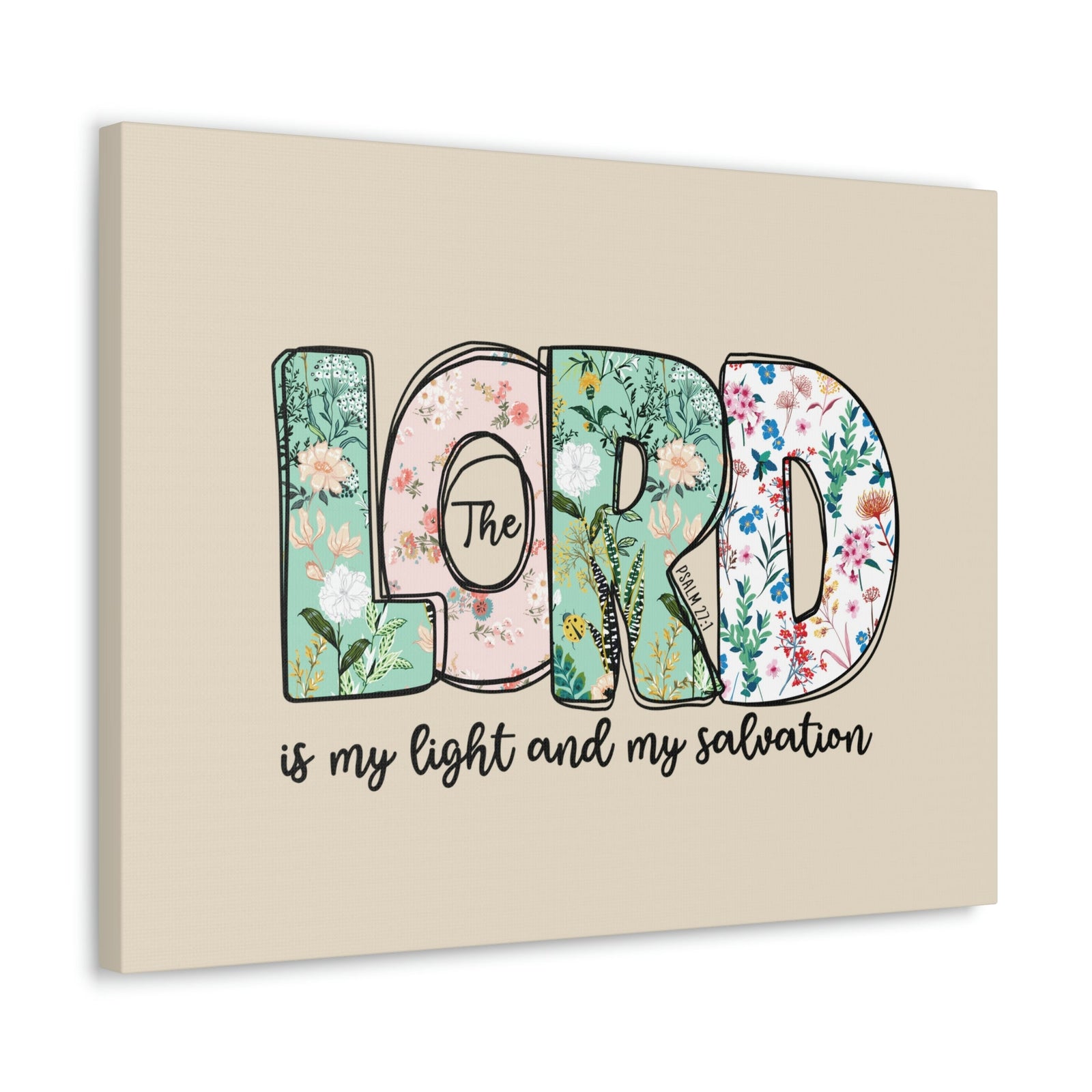 Scripture Walls Light And My Salvation Floral Psalm 27:1 Bible Verse Canvas Christian Wall Art Ready to Hang Unframed-Express Your Love Gifts