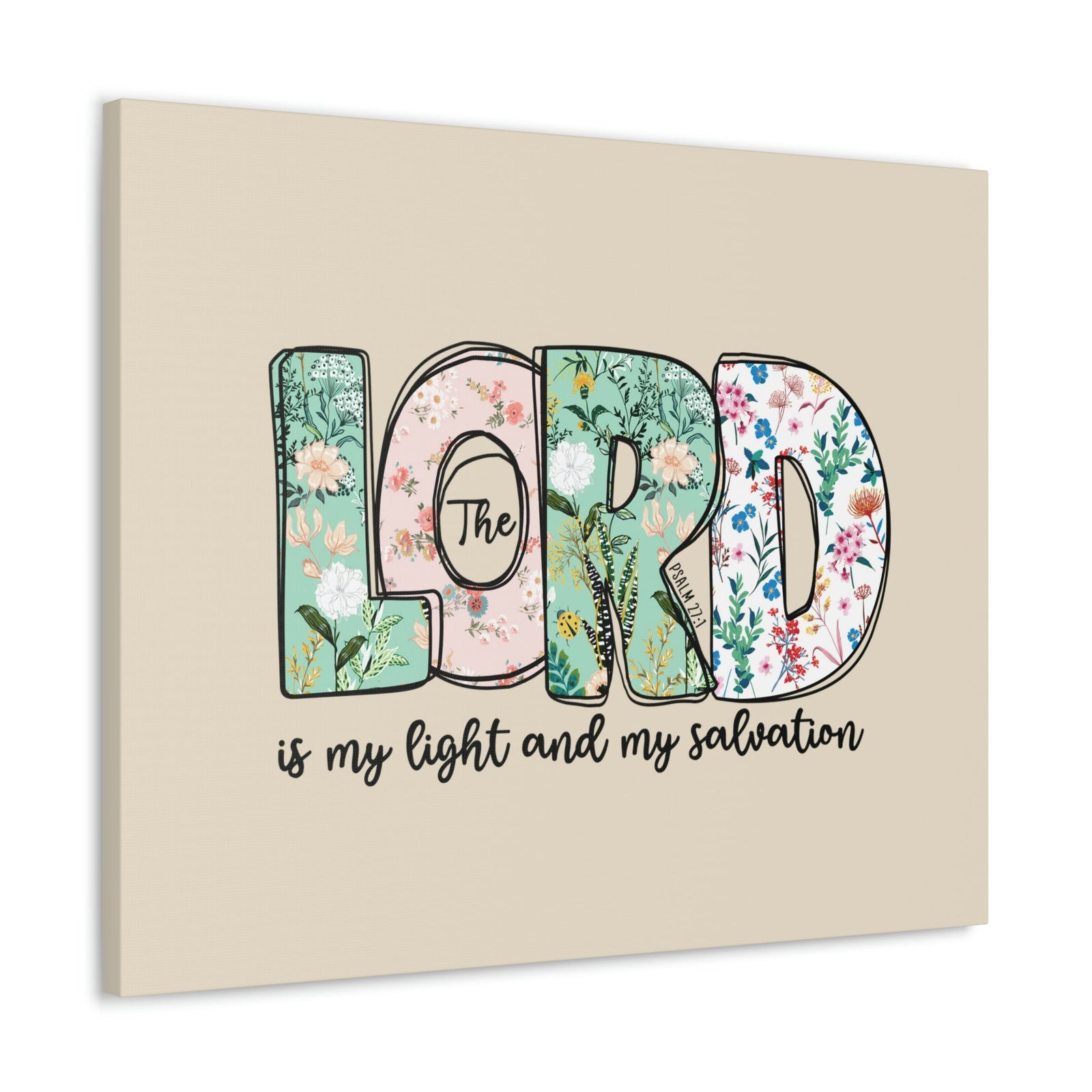 Scripture Walls Light And My Salvation Floral Psalm 27:1 Bible Verse Canvas Christian Wall Art Ready to Hang Unframed-Express Your Love Gifts