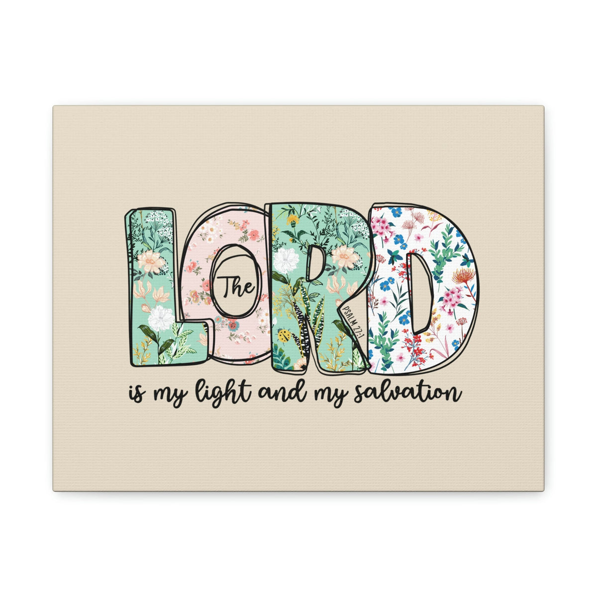 Scripture Walls Light And My Salvation Floral Psalm 27:1 Bible Verse Canvas Christian Wall Art Ready to Hang Unframed-Express Your Love Gifts