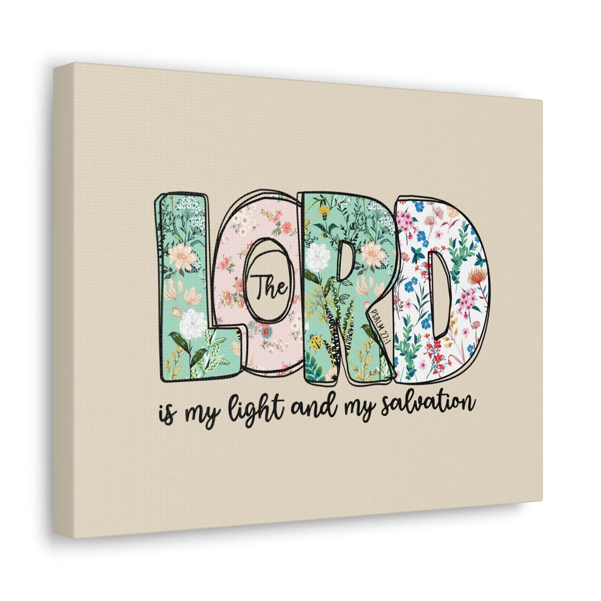 Scripture Walls Light And My Salvation Floral Psalm 27:1 Bible Verse Canvas Christian Wall Art Ready to Hang Unframed-Express Your Love Gifts