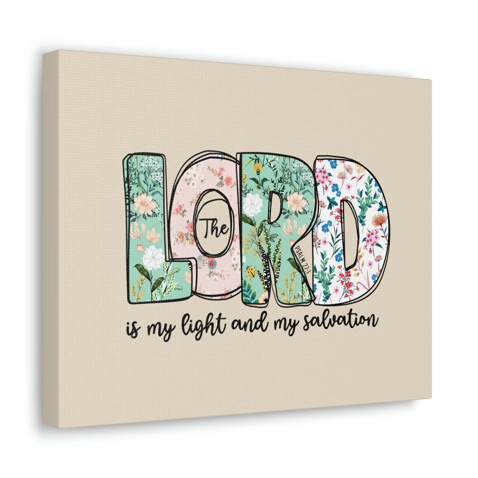 Scripture Walls Light And My Salvation Floral Psalm 27:1 Bible Verse Canvas Christian Wall Art Ready to Hang Unframed-Express Your Love Gifts