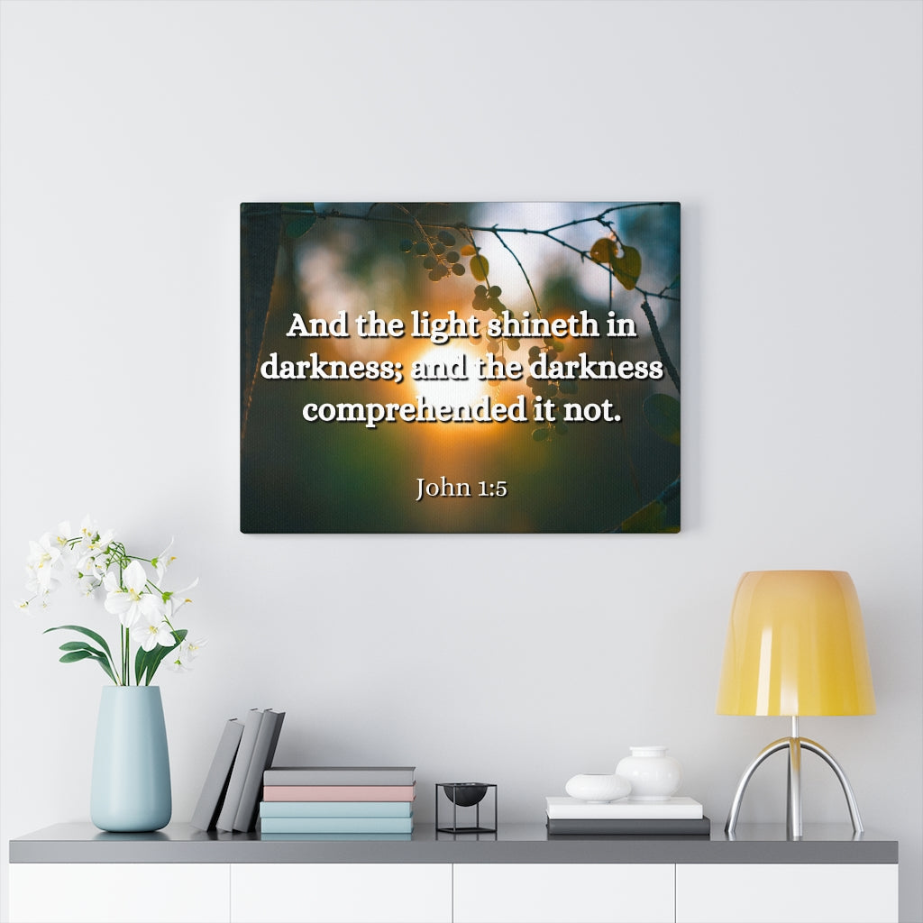 Scripture Walls Light Shineth John 1:5 Bible Verse Canvas Christian Wall Art Ready to Hang Unframed-Express Your Love Gifts
