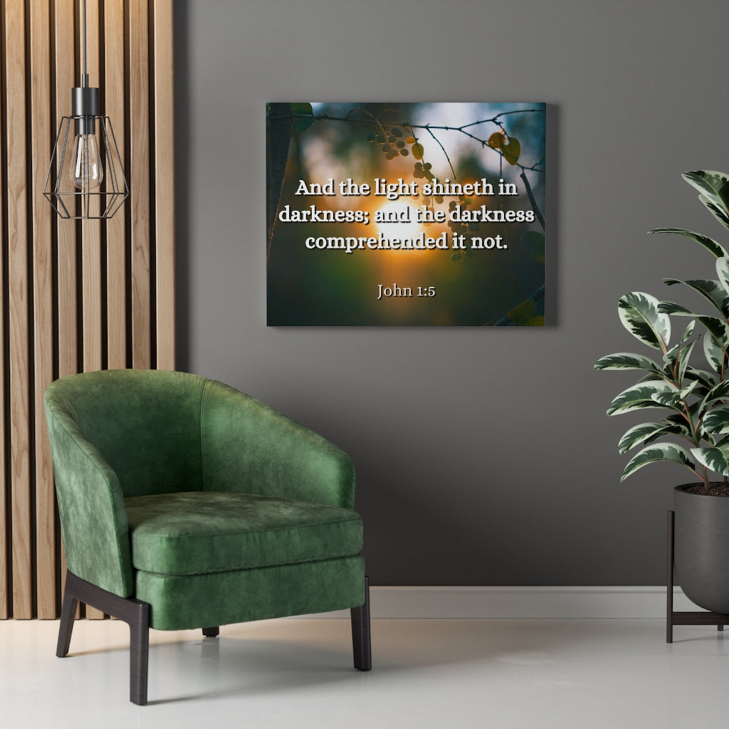 Scripture Walls Light Shineth John 1:5 Bible Verse Canvas Christian Wall Art Ready to Hang Unframed-Express Your Love Gifts