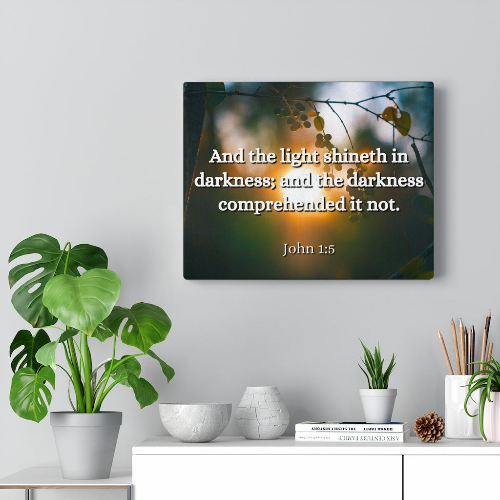 Scripture Walls Light Shineth John 1:5 Bible Verse Canvas Christian Wall Art Ready to Hang Unframed-Express Your Love Gifts