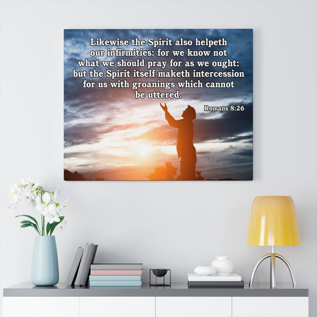 Scripture Walls Likewise the Spirit Romans 8:26 Bible Verse Canvas Christian Wall Art Ready to Hang Unframed-Express Your Love Gifts