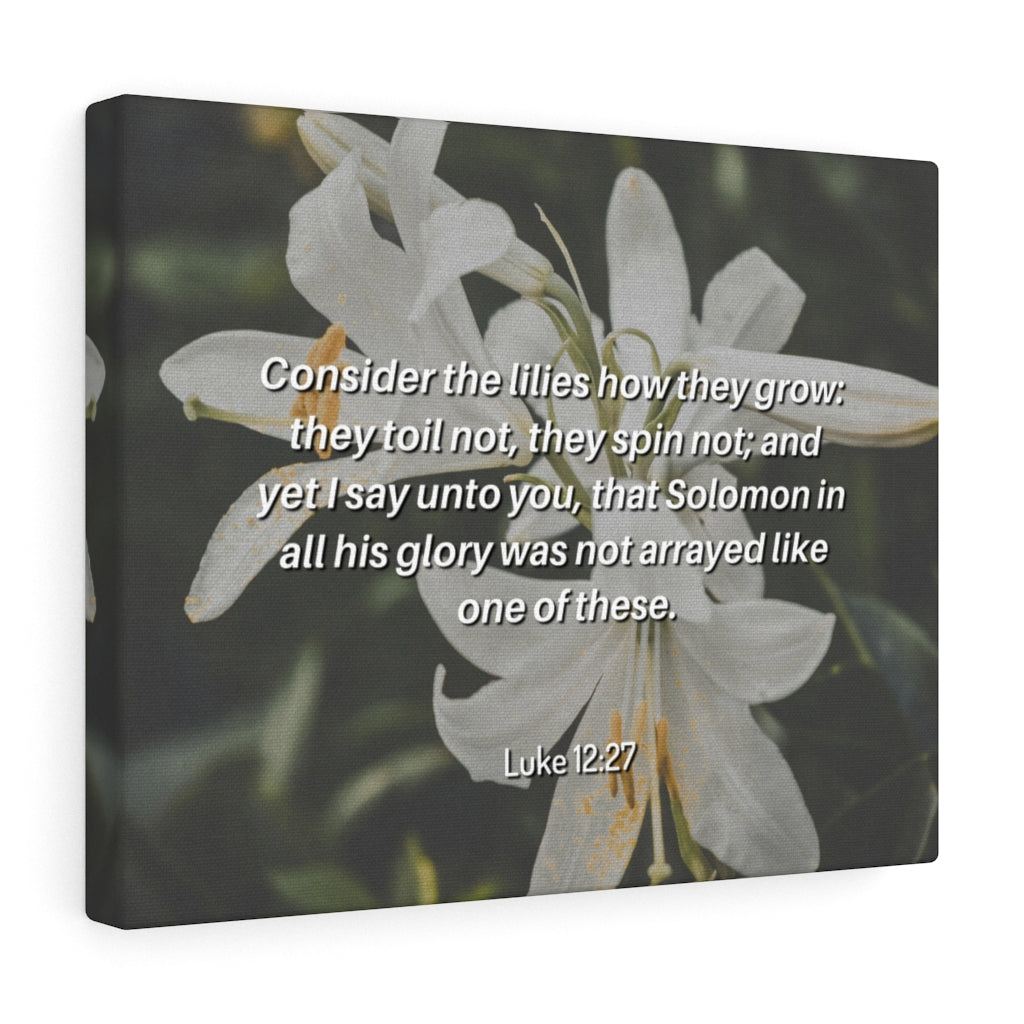 Scripture Walls Lilies Grow Luke 12:27 Bible Verse Canvas Christian Wall Art Ready to Hang Unframed-Express Your Love Gifts