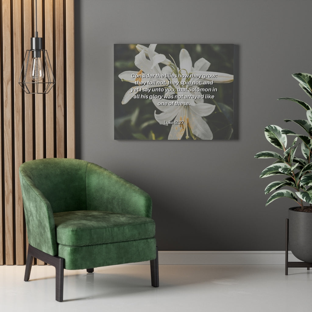 Scripture Walls Lilies Grow Luke 12:27 Bible Verse Canvas Christian Wall Art Ready to Hang Unframed-Express Your Love Gifts