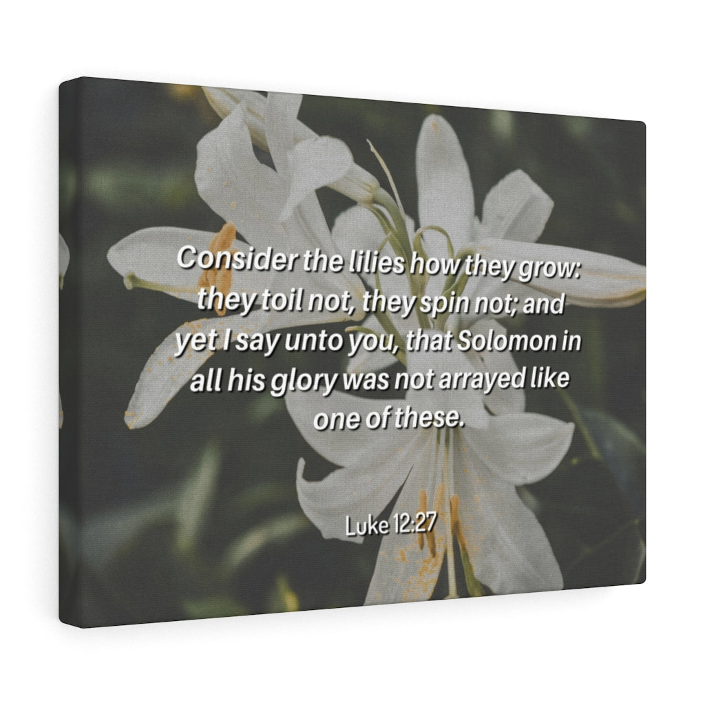 Scripture Walls Lilies Grow Luke 12:27 Bible Verse Canvas Christian Wall Art Ready to Hang Unframed-Express Your Love Gifts