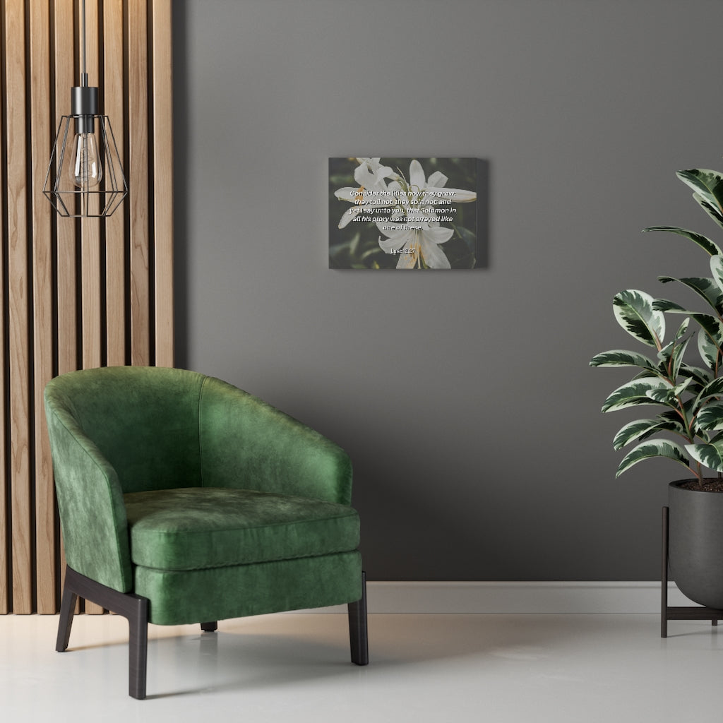 Scripture Walls Lilies Grow Luke 12:27 Bible Verse Canvas Christian Wall Art Ready to Hang Unframed-Express Your Love Gifts