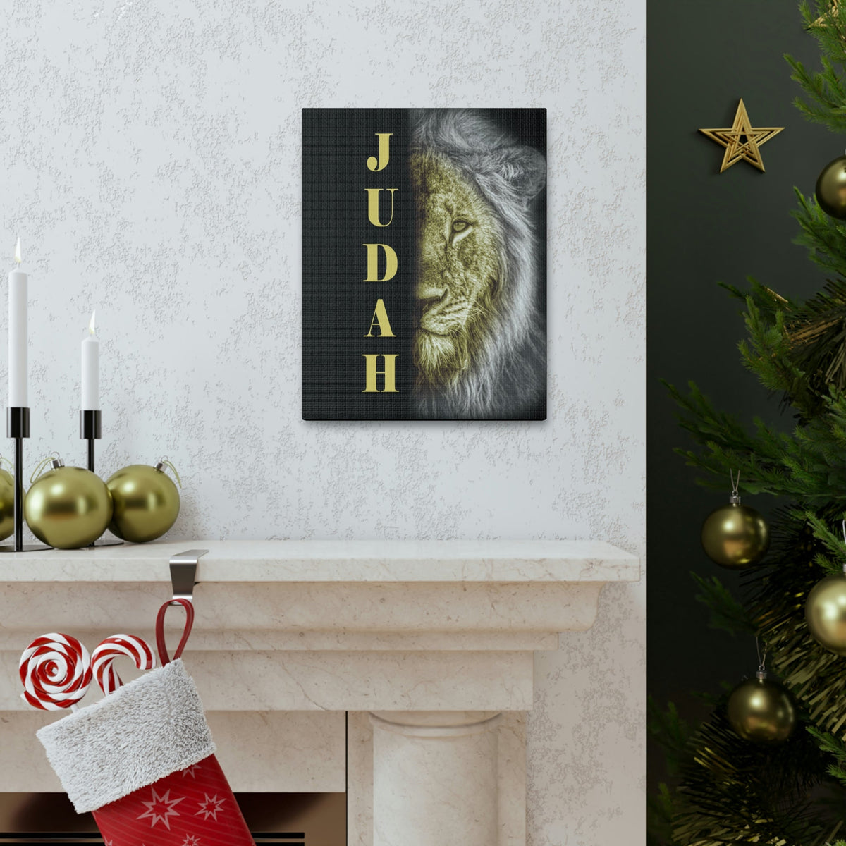 Scripture Walls Lion of Judah Half Face Revelation 5:5 Bible Verse Canvas Christian Wall Art Ready to Hang Unframed-Express Your Love Gifts