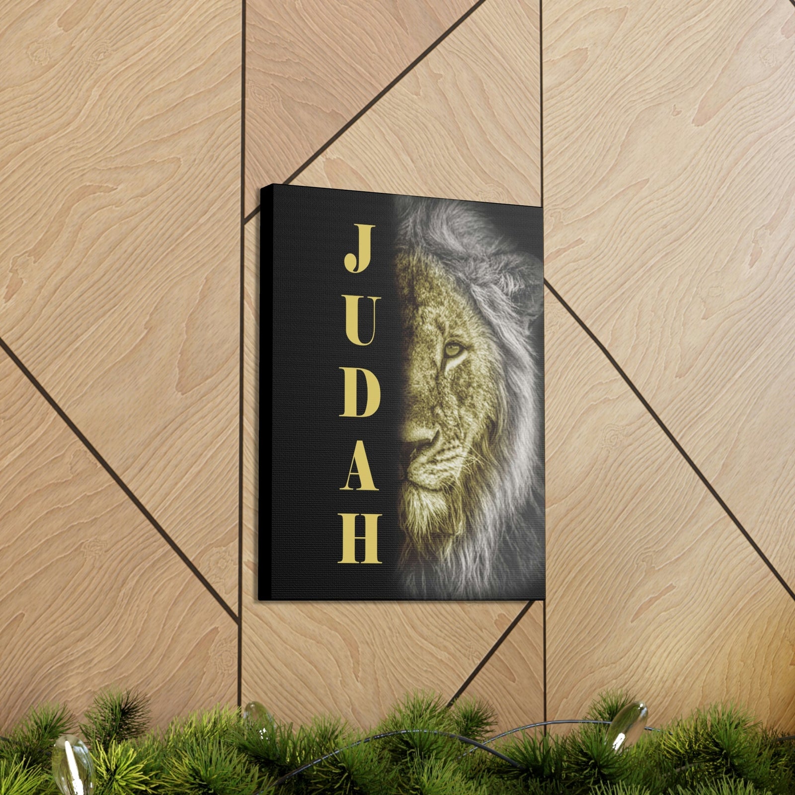 Scripture Walls Lion of Judah Half Face Revelation 5:5 Bible Verse Canvas Christian Wall Art Ready to Hang Unframed-Express Your Love Gifts