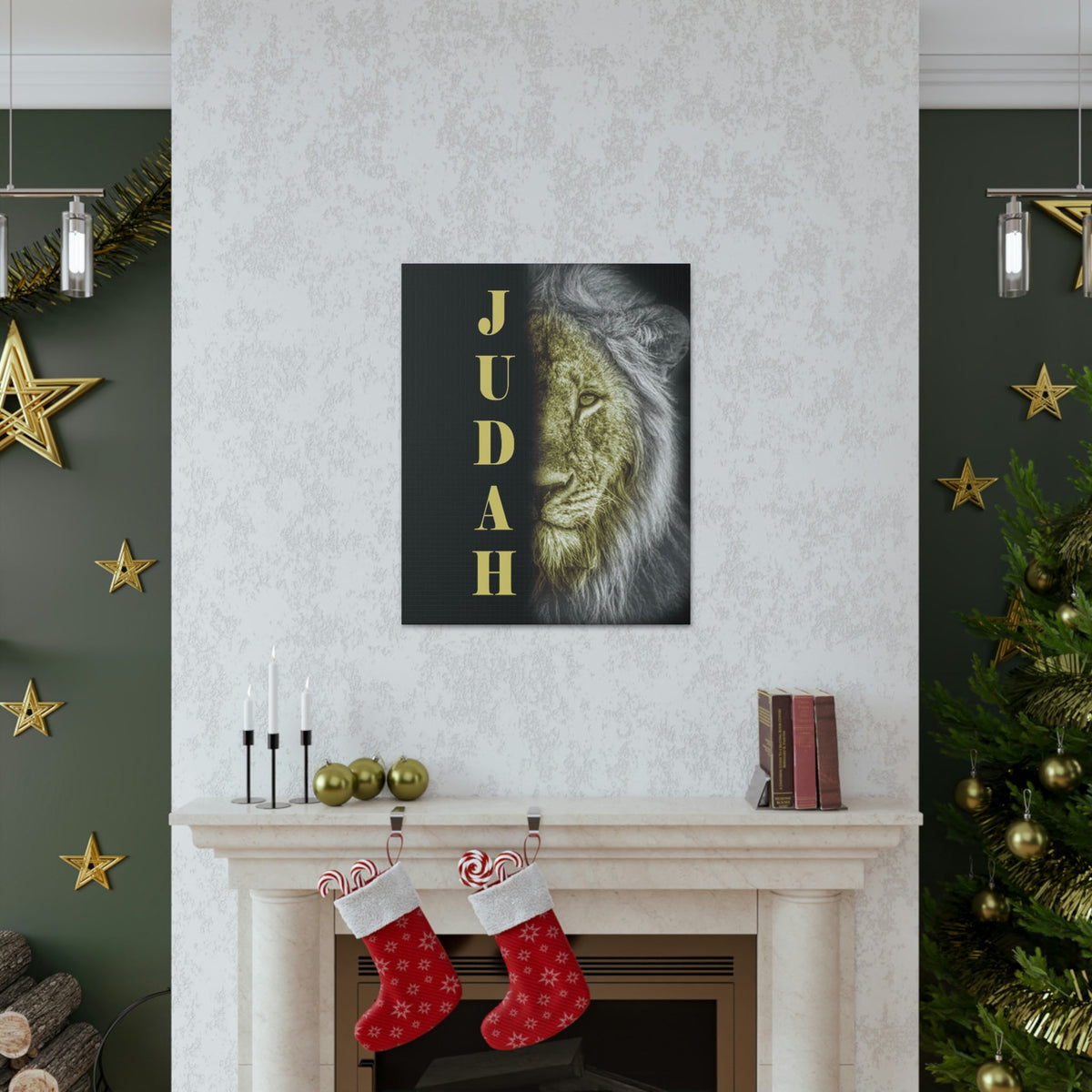 Scripture Walls Lion of Judah Half Face Revelation 5:5 Bible Verse Canvas Christian Wall Art Ready to Hang Unframed-Express Your Love Gifts