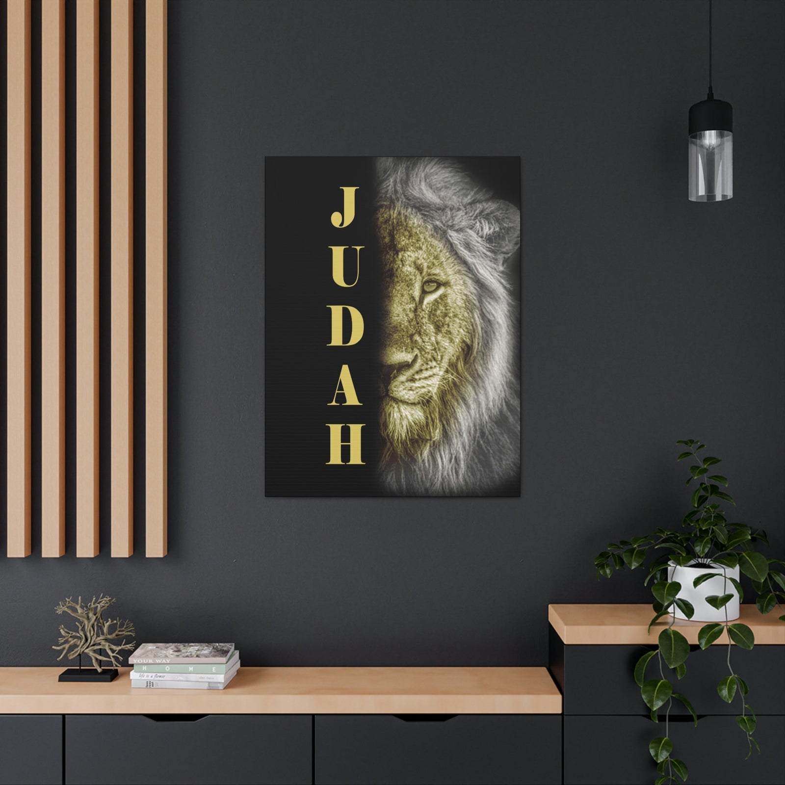 Scripture Walls Lion of Judah Half Face Revelation 5:5 Bible Verse Canvas Christian Wall Art Ready to Hang Unframed-Express Your Love Gifts