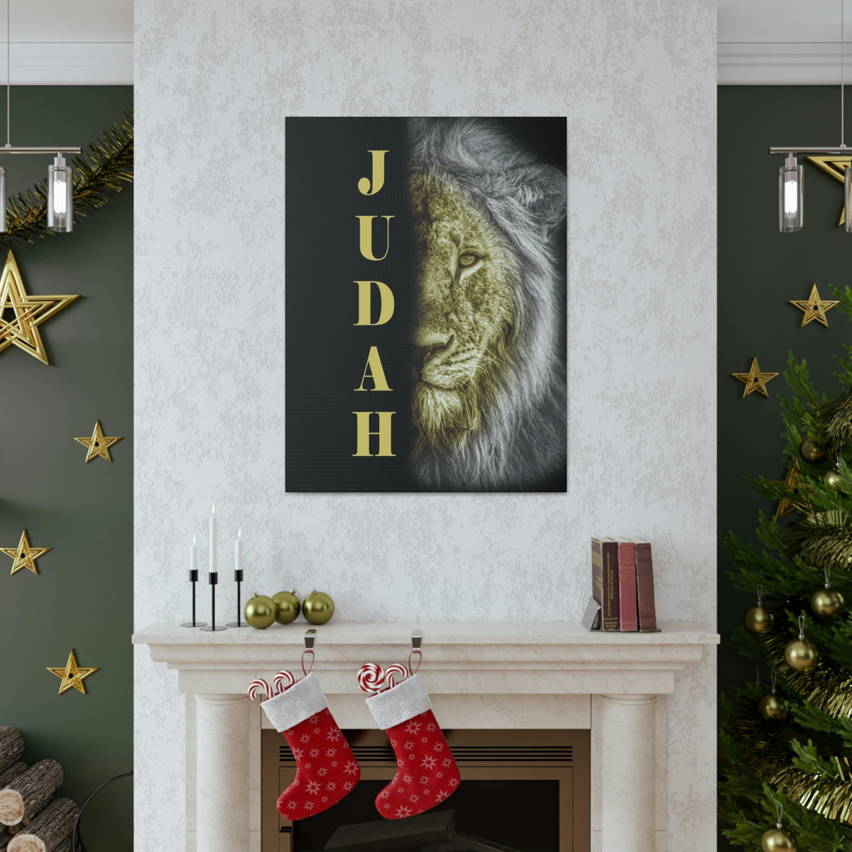 Scripture Walls Lion of Judah Half Face Revelation 5:5 Bible Verse Canvas Christian Wall Art Ready to Hang Unframed-Express Your Love Gifts