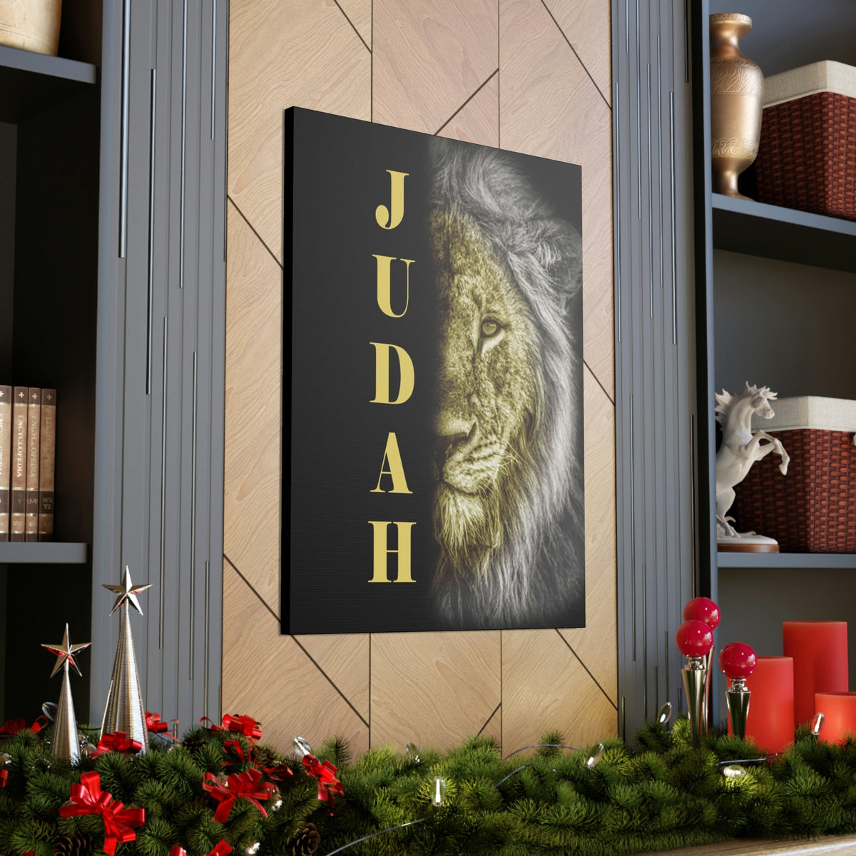Scripture Walls Lion of Judah Half Face Revelation 5:5 Bible Verse Canvas Christian Wall Art Ready to Hang Unframed-Express Your Love Gifts
