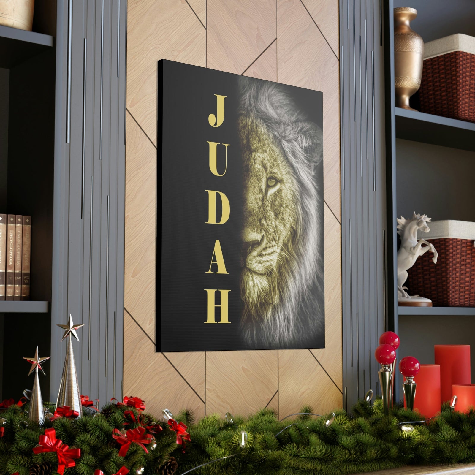 Scripture Walls Lion of Judah Half Face Revelation 5:5 Bible Verse Canvas Christian Wall Art Ready to Hang Unframed-Express Your Love Gifts