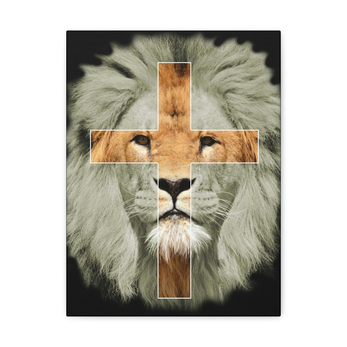 Scripture Walls Lion of Judah Revelation 5:5 Cross on Lion Bible Verse Canvas Christian Wall Art Ready to Hang Unframed-Express Your Love Gifts