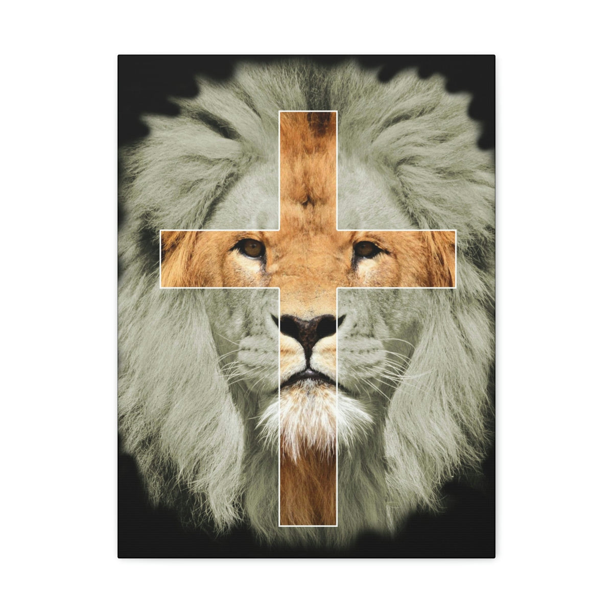 Scripture Walls Lion of Judah Revelation 5:5 Cross on Lion Bible Verse Canvas Christian Wall Art Ready to Hang Unframed-Express Your Love Gifts