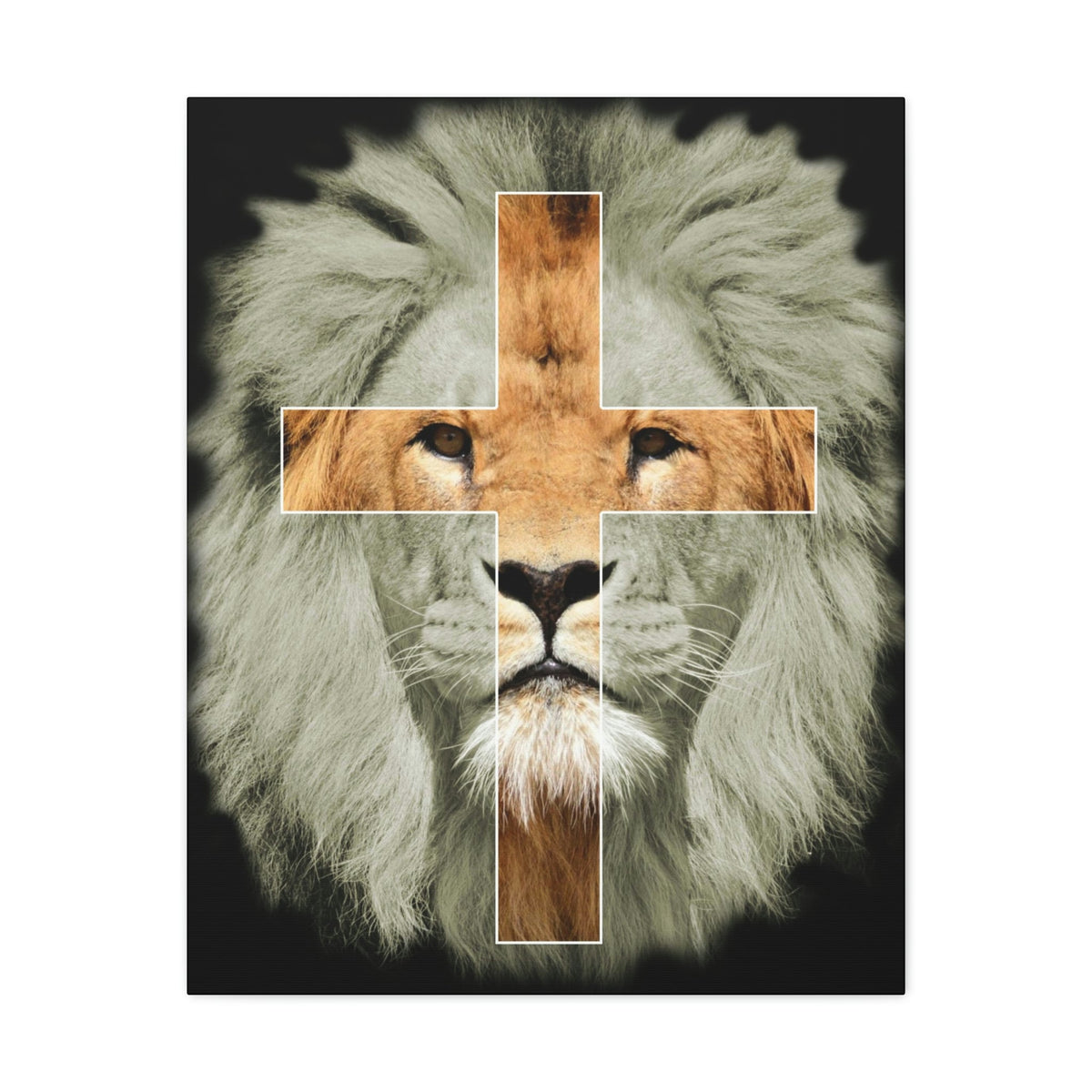 Scripture Walls Lion of Judah Revelation 5:5 Cross on Lion Bible Verse Canvas Christian Wall Art Ready to Hang Unframed-Express Your Love Gifts