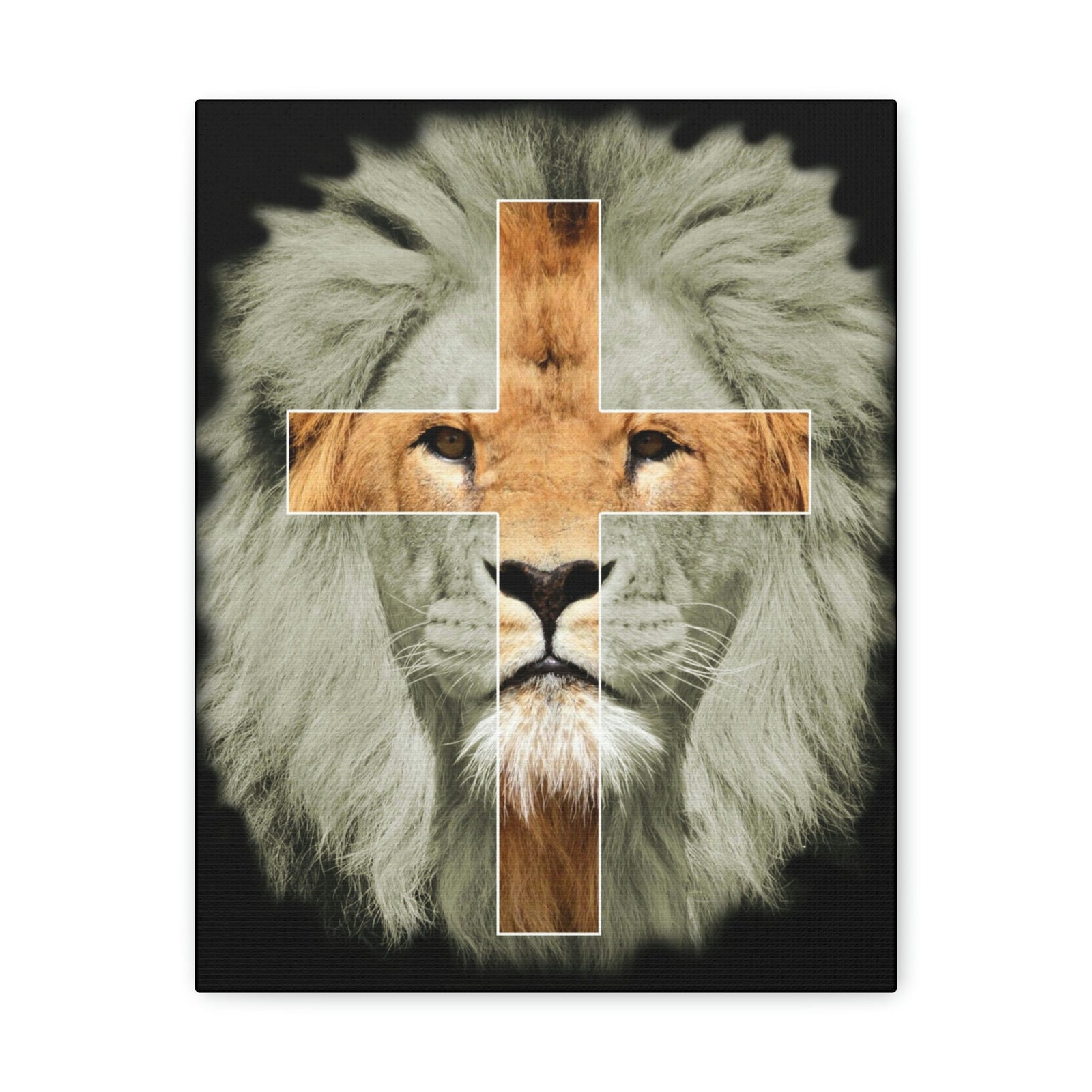 Scripture Walls Lion of Judah Revelation 5:5 Cross on Lion Bible Verse Canvas Christian Wall Art Ready to Hang Unframed-Express Your Love Gifts