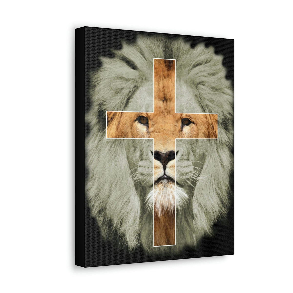 Scripture Walls Lion of Judah Revelation 5:5 Cross on Lion Bible Verse Canvas Christian Wall Art Ready to Hang Unframed-Express Your Love Gifts