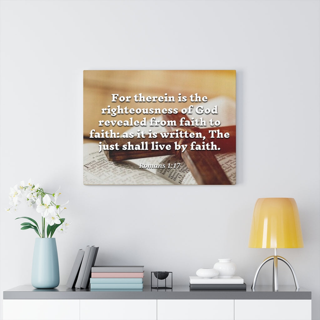 Scripture Walls Live By Faith Romans 1:17 Bible Verse Canvas Christian Wall Art Ready to Hang Unframed-Express Your Love Gifts