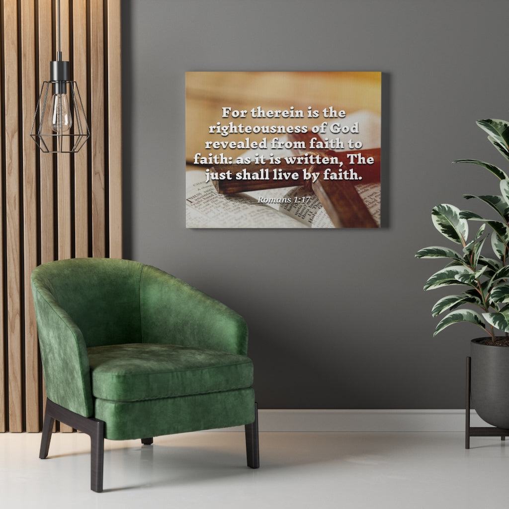 Scripture Walls Live By Faith Romans 1:17 Bible Verse Canvas Christian Wall Art Ready to Hang Unframed-Express Your Love Gifts