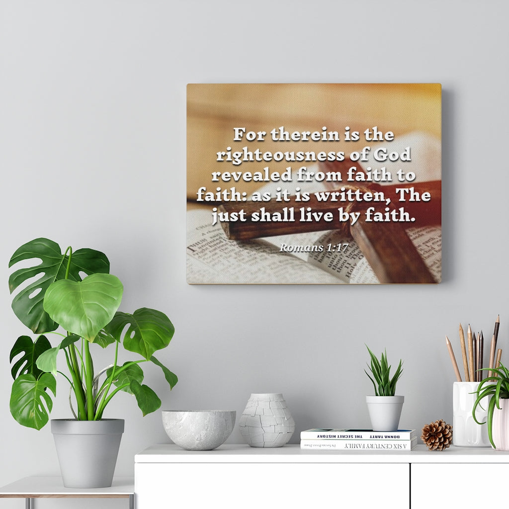 Scripture Walls Live By Faith Romans 1:17 Bible Verse Canvas Christian Wall Art Ready to Hang Unframed-Express Your Love Gifts