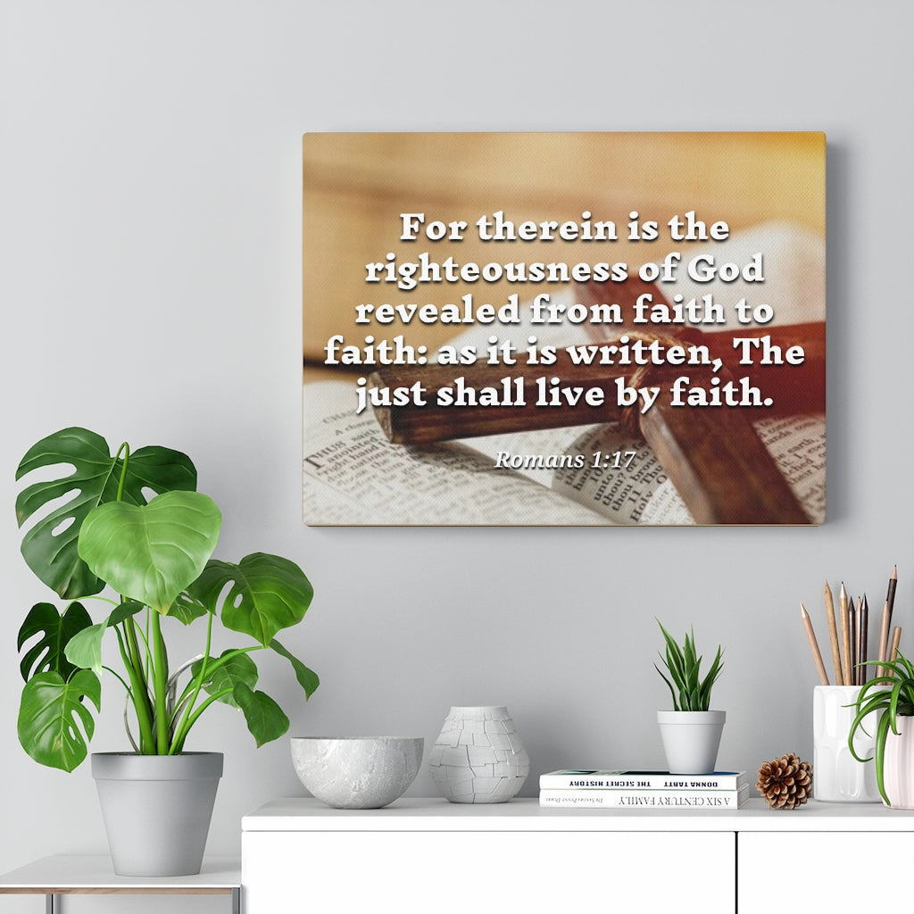 Scripture Walls Live By Faith Romans 1:17 Bible Verse Canvas Christian Wall Art Ready to Hang Unframed-Express Your Love Gifts