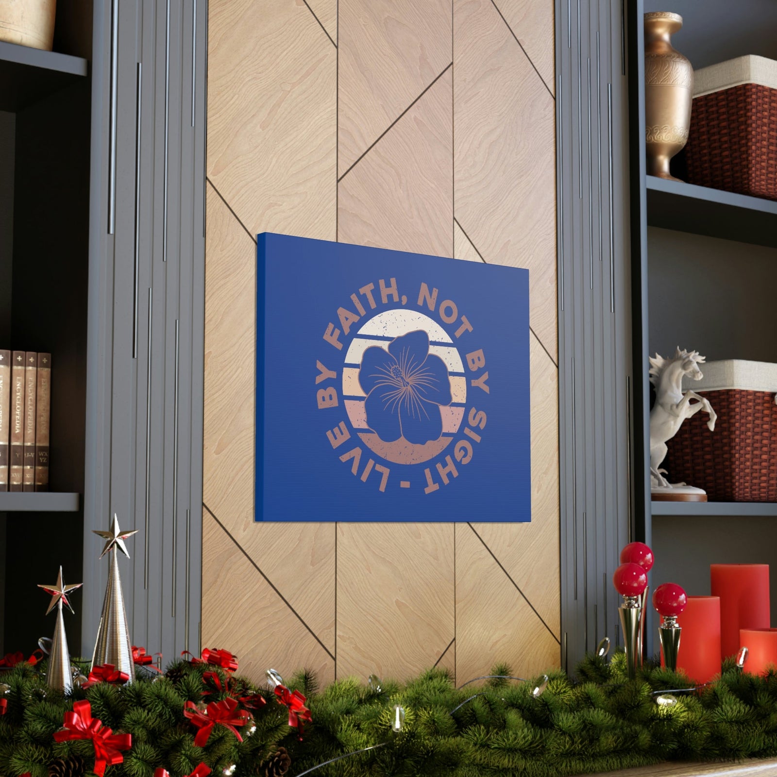 Scripture Walls Live By Faith Romans 1:17 Brown Flower Christian Wall Art Bible Verse Print Ready to Hang Unframed-Express Your Love Gifts