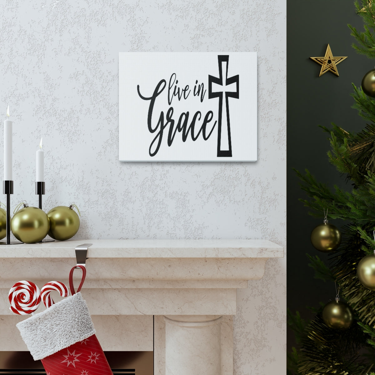 Scripture Walls Live In Grace 2 Corinthians 12:8-9 Christian Wall Art Print Ready to Hang Unframed-Express Your Love Gifts