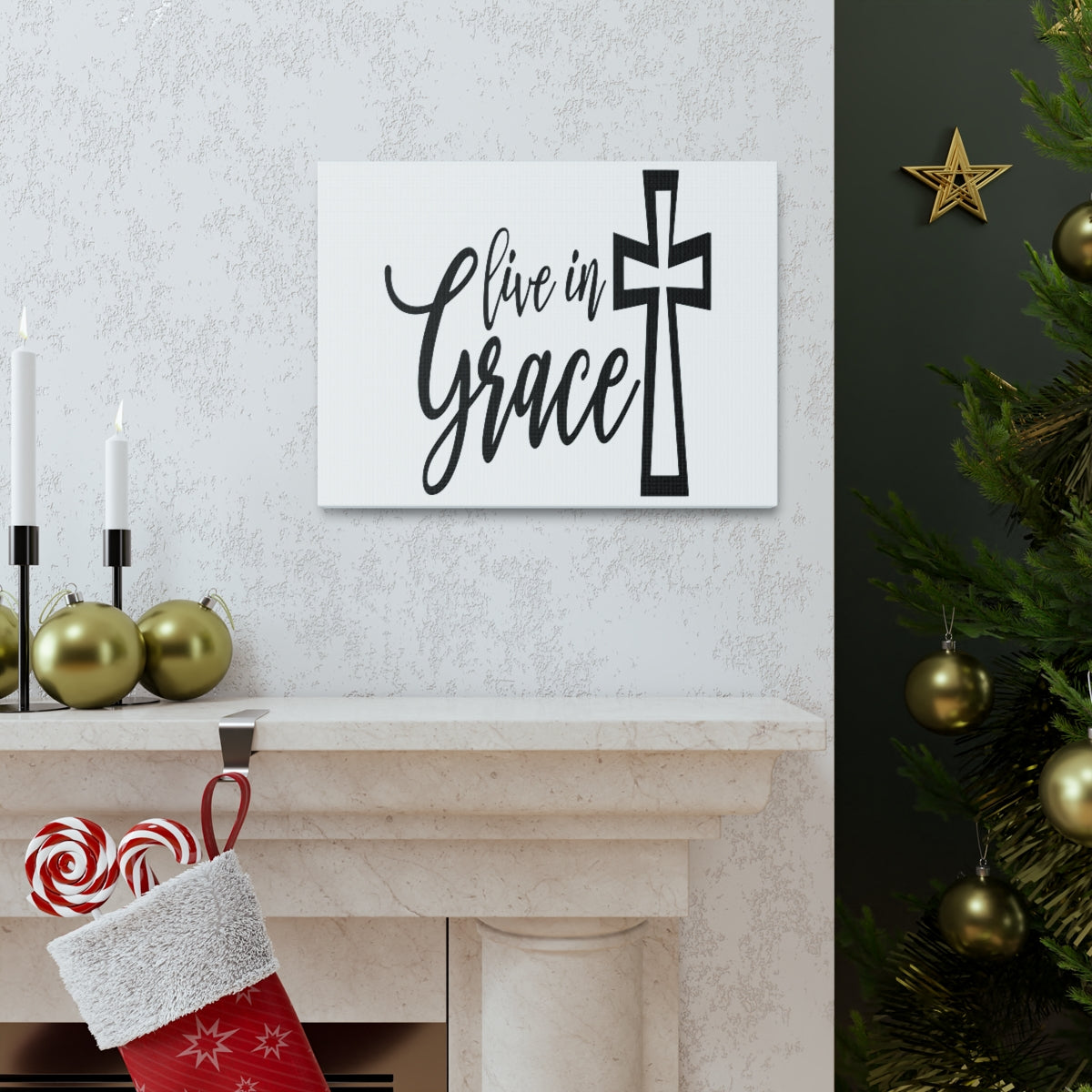 Scripture Walls Live In Grace 2 Corinthians 12:8-9 Christian Wall Art Print Ready to Hang Unframed-Express Your Love Gifts