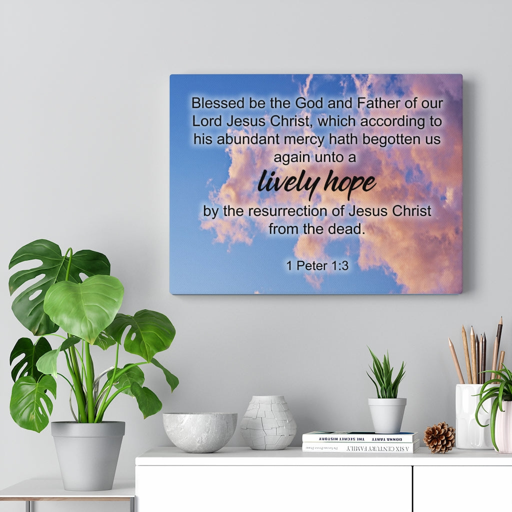 Scripture Walls Lively Hope 1 Peter 1:3 Bible Verse Canvas Christian Wall Art Ready to Hang Unframed-Express Your Love Gifts